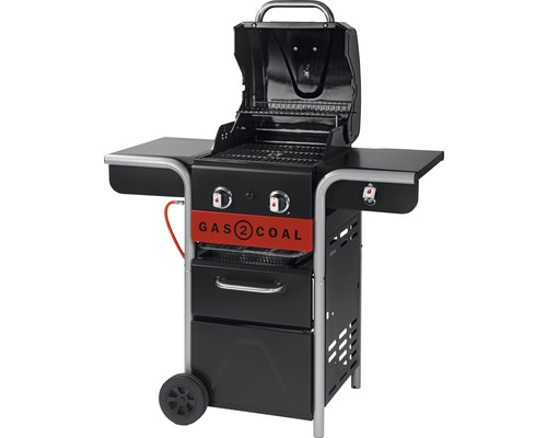 Gas- und Kohlegrill mit Ablageflächen und Rädern