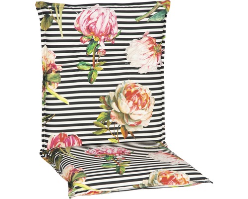 Galette d'assise pour siège à dossier bas beo® Toronto 198 x 46 cm coton-tissu mélangé anthracite rose vif rose blanc