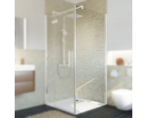 Paroi latérale pour porte de douche BREUER Avanta 100 cm couleur du profilé chrome décor de vitre terrazzo blanc 2174005043005