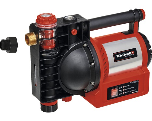 Hauswasserwerk mit rotem Gehäuse und schwarzem Griff