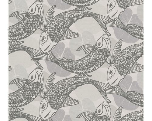 Papier peint intissé 37859-1 Metropolitan Stories 2 Koï blanc Papier peint avec motif de poissons et feuilles de nénuphar