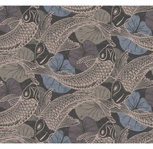Papier peint à motifs de poissons et de nénuphars