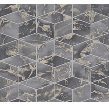 Tapete mit geometrischem Würfelmuster und Marmoroptik