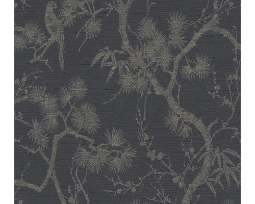 Papier peint intissé 37867-2 Metropolitan Stories 2 branches noir Papier peint avec motif d''oiseau et de plantes