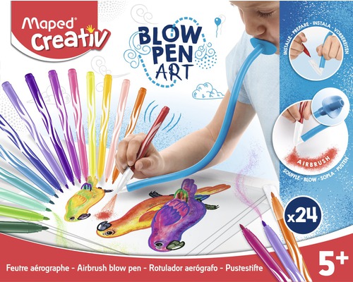 Maped Creativ Blow Pen Art Set mit 24 Stiften und Mundstück