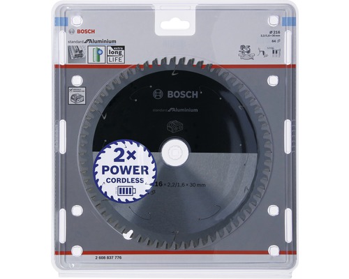 Bosch Kreissägeblatt Standard Aluminium mit 216 Millimeter Durchmesser in Verpackung