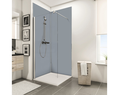 Panneau mural de douche SCHULTE ExpressPlus DecoDesign comme set d'angle gris clair 2 x 90 x 210 cm avec profilés