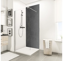 Modernes Badezimmer mit Duschkabine, Duschwanne, Armatur und Waschtisch