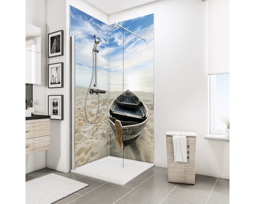 Panneau mural de douche SCHULTE DecoDesign ExpressPlus photo bateau sur la plage bateau plage 210 x 90 cm EP1900922 639