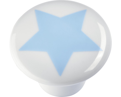 Bouton de meuble plastique blanc/bleu Øxh 32/24 mm