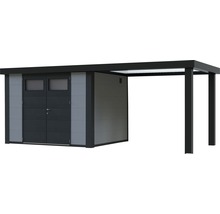 Gartenhaus Classico 3024 inkl. Regenrinne mit Seitendach rechts 602 x 259 cm lichtgrau