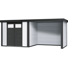 Gartenhaus Classico 2724 inkl. Regenrinne mit Seitendach, Rück- und Seitenwand rechts 572 x 258 cm weiß