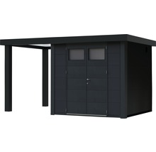 Gartenhaus Classico 3024 inkl. Regenrinne mit Seitendach links 486 x 259 cm granitgrau