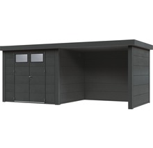 Gartenhaus Classico 2724 inkl. Regenrinne mit Seitendach, Rück- und Seitenwand rechts 572 x 258 cm granitgrau