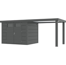 Gartenhaus Classico 2724 inkl. Regenrinne mit Seitendach rechts 572 x 259 cm granitgrau