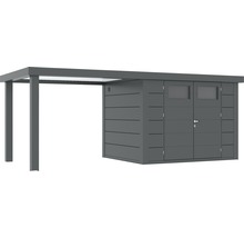 Gartenhaus Classico 3024 inkl. Regenrinne mit Seitendach links 602 x 259 cm granitgrau