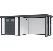 Gartenhaus Classico 2724 inkl. Regenrinne mit Seitendach, Rück- und Seitenwand inkl. Fenster rechts 572 x 258 cm weiß