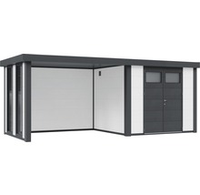 Gartenhaus Classico 2724 inkl. Regenrinne mit Seitendach, Rück- und Seitenwand inkl. Fenster links 572 x 258 cm weiß