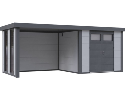 Abri de jardin avec annexe et double porte