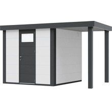 Gartenhaus Classico 2424 inkl. Regenrinne mit Seitendach rechts 426 x 259 cm weiß