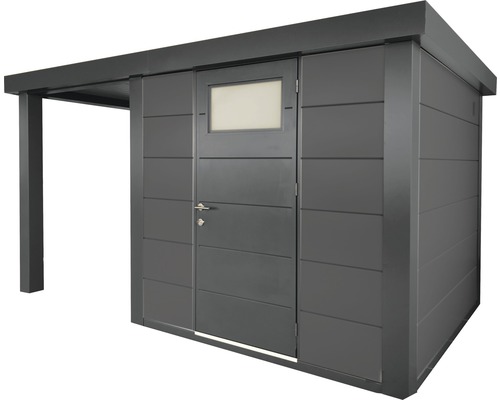 Abri de jardin métallique avec annexe et porte