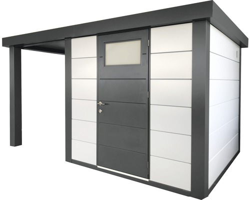 Abri de jardin moderne avec annexe, porte et fenêtre