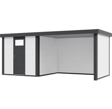 Gartenhaus Classico 2424 inkl. Regenrinne mit Seitendach, Rück- und Seitenwand rechts 542 x 258 cm weiß