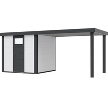 Gartenhaus Classico 2424 inkl. Regenrinne mit Seitendach rechts 542 x 259 cm weiß