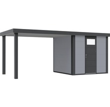 Gartenhaus Classico 2424 inkl. Regenrinne mit Seitendach links 542 x 259 cm lichtgrau