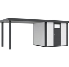Gartenhaus Classico 2424 inkl. Regenrinne mit Seitendach links 542 x 258 cm weiß