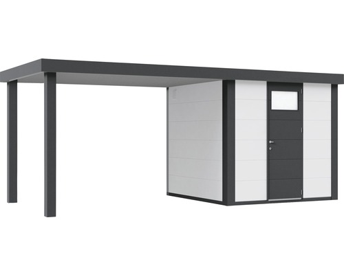 Modernes Gerätehaus mit Carport für den Aussenbereich