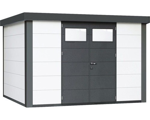 Abri de jardin avec porte double et fenêtres