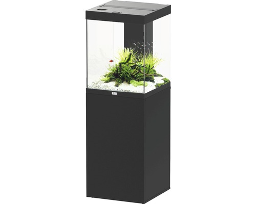 Ensemble d'aquarium aquatlantis Aqua Tower 163 l, avec éclairage EASY LED 2.0, système de filtre interne, chauffage et meuble bas noir