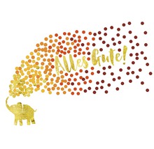 Décoration avec éléphant, confettis et l''inscription Alles Gute