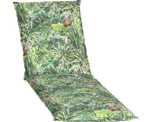 Coussin pour chaise longue 191 x 58 cm coton-tissu mélangé vert Coussin pour chaise de jardin avec motif de succulentes