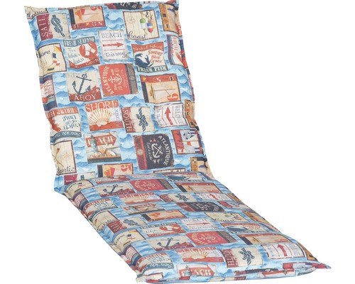 Coussin pour chaise longue 191 x 58 cm coton-tissu mélangé beige bleu orange