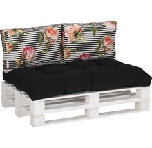 Coussin de palette avec coussin de dossier à motif floral et coussin d''assise