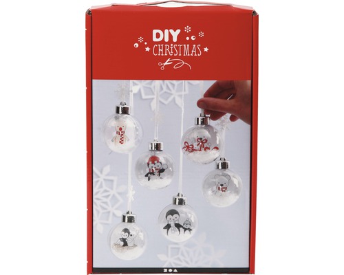 DIY Weihnachtskugeln Set mit Tiermotiven in einer Verpackung.