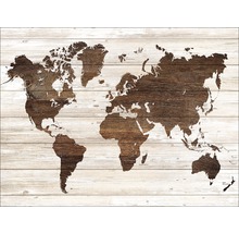 Weltkarte auf Holzplanken