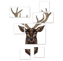 Leinwandbild Hirsch 7er-Set 110x88 cm