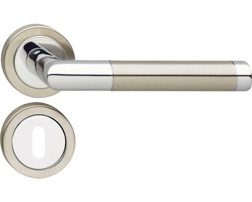 Poignée sur rosace Intersteel Bas 90° serrure à garnitures chrome/nickel mat Garniture de poignée de porte avec rosace de clé