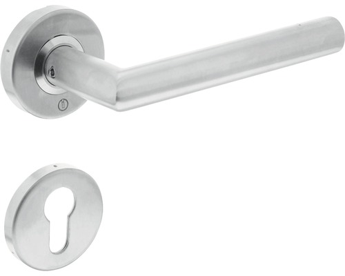 Poignée sur rosace Intersteel 90° cylindre profilé ignifuge acier inoxydable brossé Garniture de poignée de porte en acier inoxydable avec rosaces
