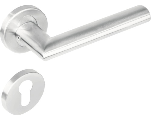 Poignée sur rosace Intersteel Girona cylindre profilé acier inoxydable brossé Garniture de porte en acier inoxydable avec rosace de clé