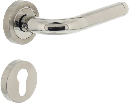 Poignée sur rosace Intersteel Agatha cylindre profilé acier inoxydable brossé Garniture de poignée de porte en acier inoxydable avec rosettes