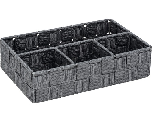 Organisateur de tiroir gris en tissu tissé avec six compartiments