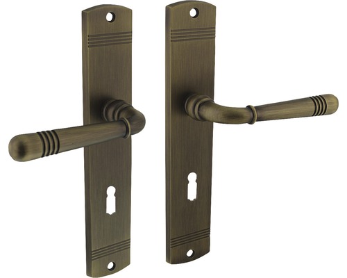 Poignée sur plaque longue Intersteel Helena serrure à garnitures 72 mm laiton bruni Garniture de poignée de porte avec longue plaque pour portes intérieures