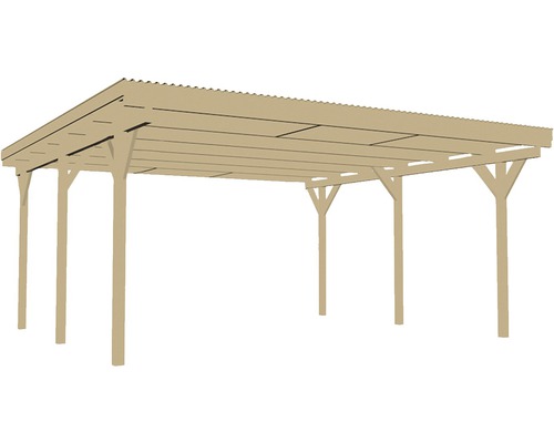 Freistehender Carport mit Flachdach und Holzkonstruktion