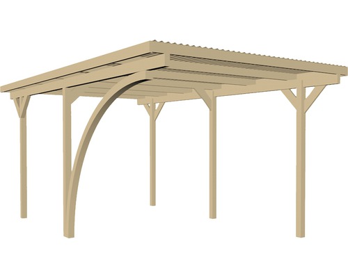 Construction d''abri de voiture en bois avec toit plat