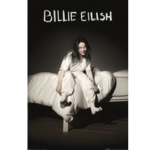 Billie Eilish sitzt auf einem Bett Poster