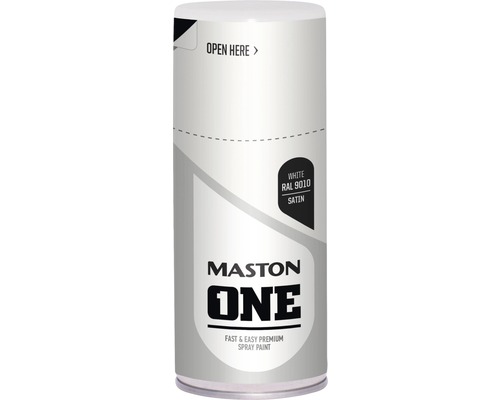 Peinture aérosol Maston ONE Satin White RAL 9010 150 ml Bombe de peinture Maston One, blanc RAL 9010, satiné